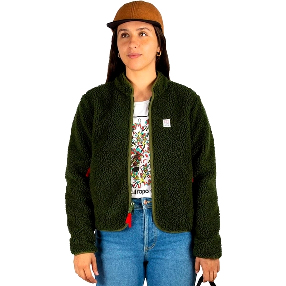 Topo Designs Sherpa Reversible Coat Jacket Zipper Pockets Green - Picture 12 of 12